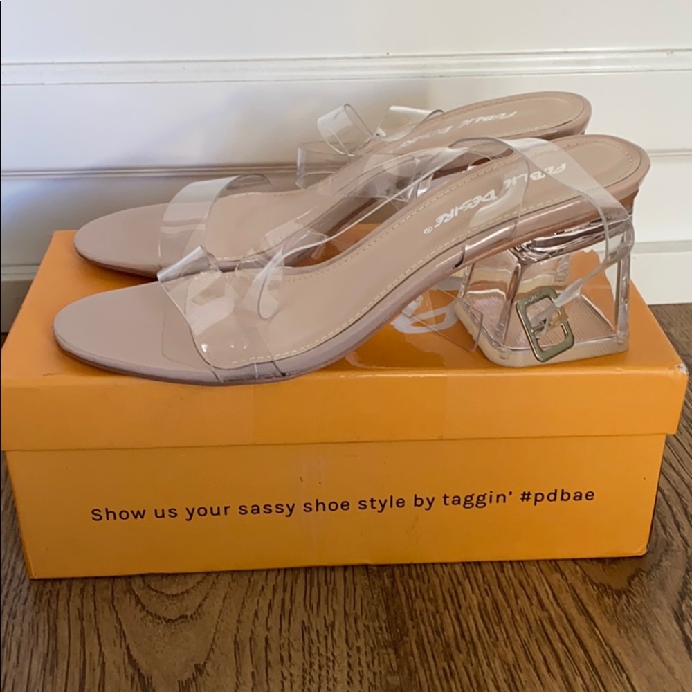 Clear block heels